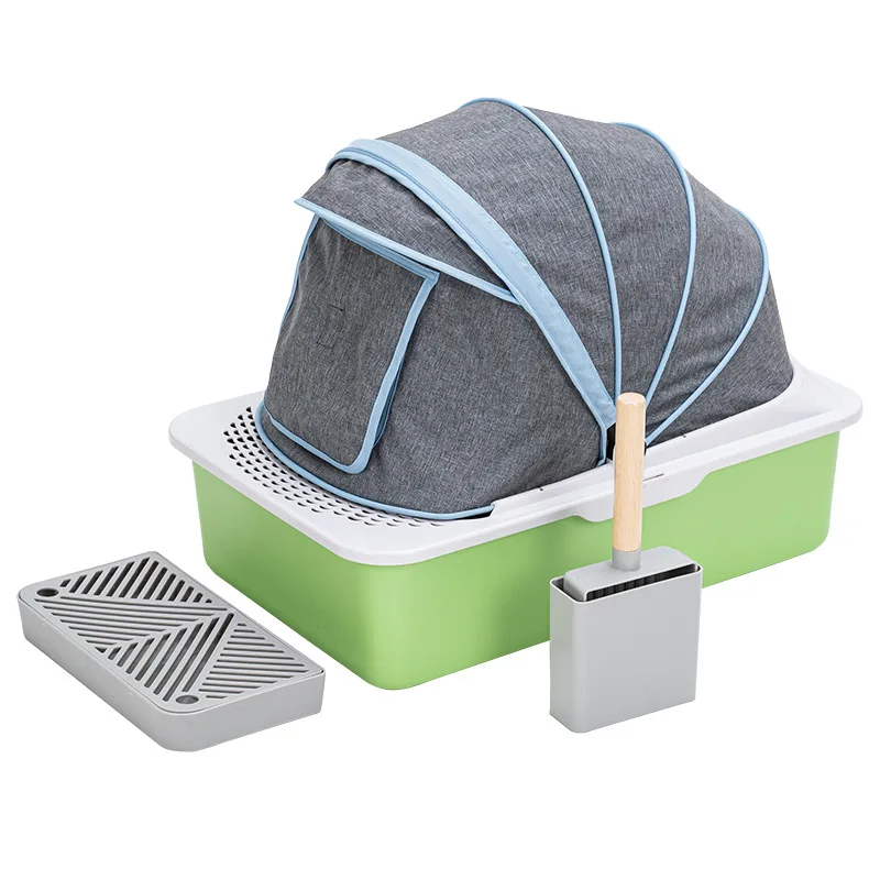 Portable Stainless Steel Large Cat Litter Box with Fully Enclosed Non-Slip Easy Clean Features Pet Toilet Accessory