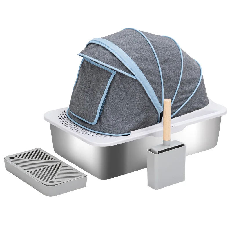 Portable Stainless Steel Large Cat Litter Box with Fully Enclosed Non-Slip Easy Clean Features Pet Toilet Accessory - Image 7