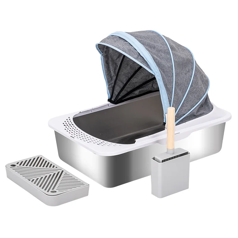 Portable Stainless Steel Large Cat Litter Box with Fully Enclosed Non-Slip Easy Clean Features Pet Toilet Accessory - Image 8