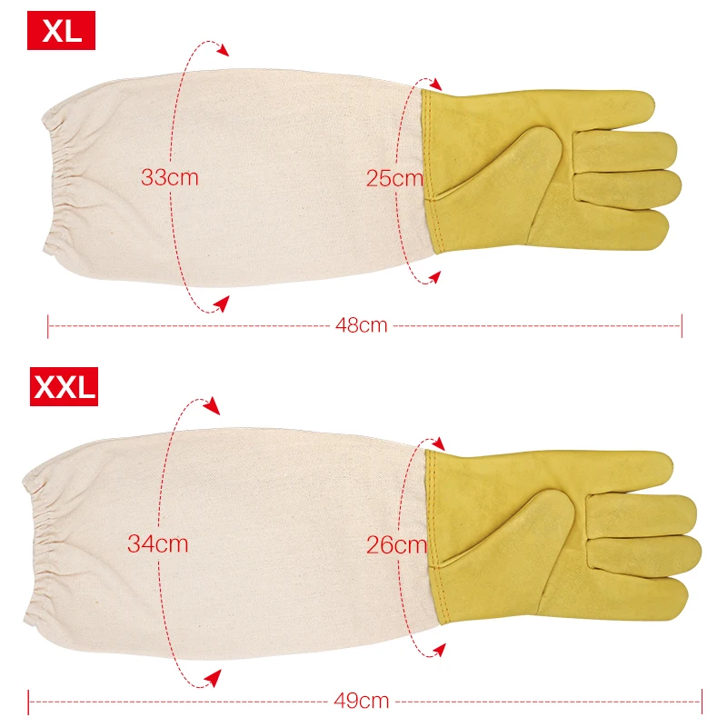 1Pair Beekeeping Gloves Anti Bee Sting Protective Sleeves Breathable Long mesh sheepskin gloves Apiculture Beekeeper Tools - Image 6