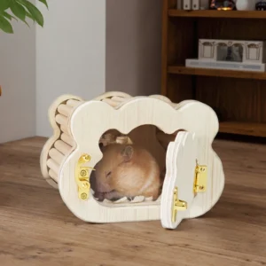 Hamster Wooden House Toy Nest Box External Door Peek Hideaway Modern Style Spiral Design for Indoor Use-Landscaping Supplies