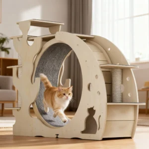 High-quality Luxury Cartoon Modern Wood Multifunctional Cat Treadmill Running Wheel Large Exercise Interactive Cat Toy