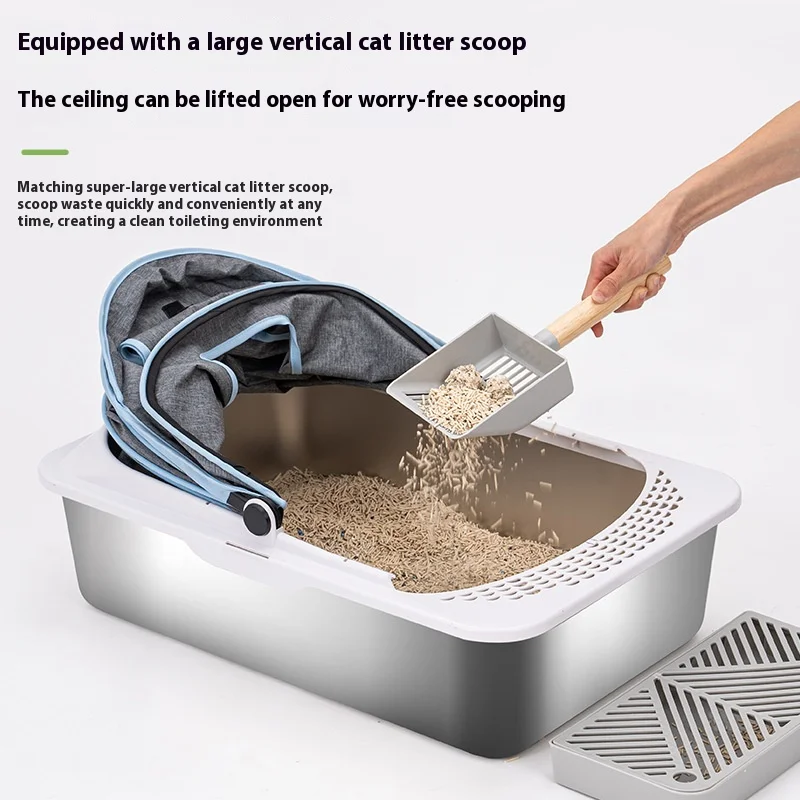 Portable Stainless Steel Large Cat Litter Box with Fully Enclosed Non-Slip Easy Clean Features Pet Toilet Accessory - Image 4
