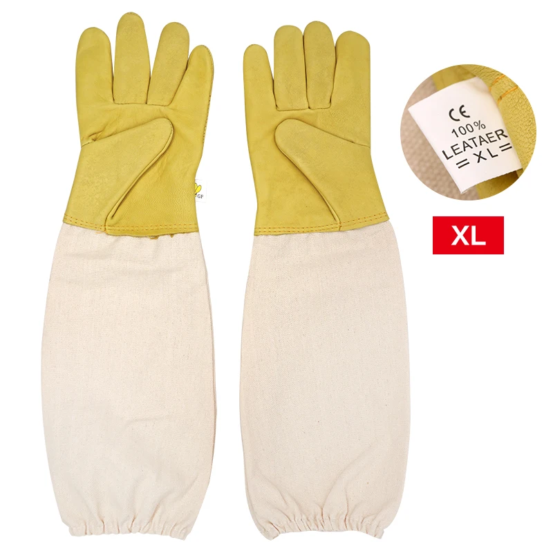 1Pair Beekeeping Gloves Anti Bee Sting Protective Sleeves Breathable Long mesh sheepskin gloves Apiculture Beekeeper Tools - Image 2