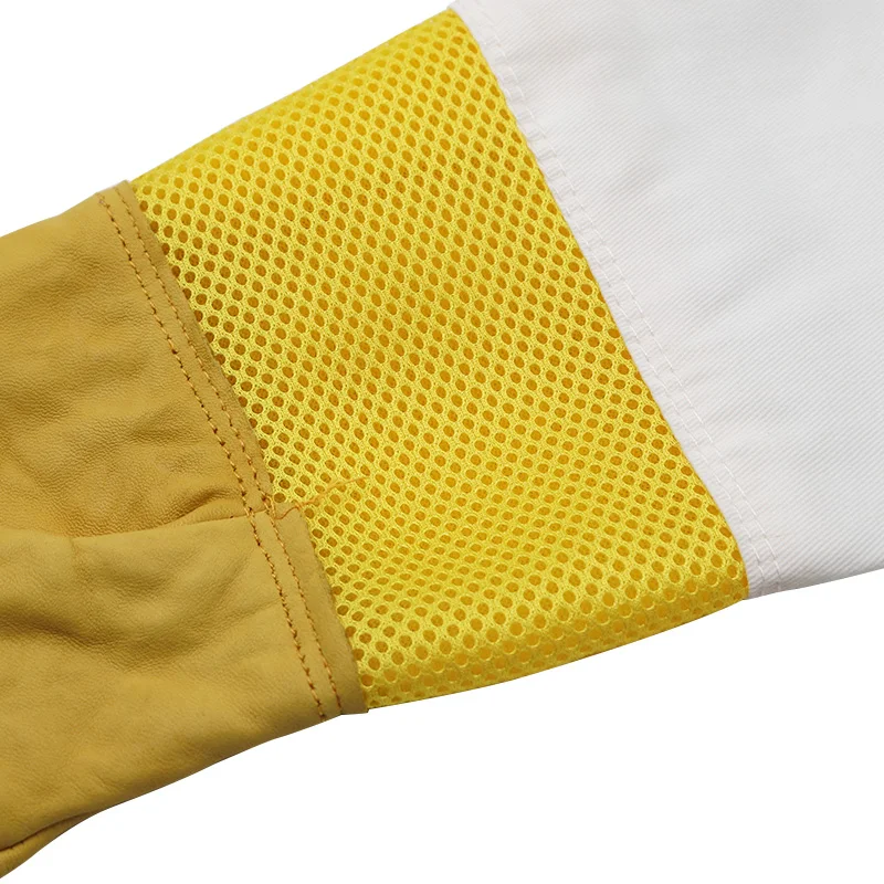 Beekeeping Gloves Yellow Short Mesh Protective Sleeves Breathable leather and Cloth Anti Bee Apiculture Beekeeping Gloves - Image 4