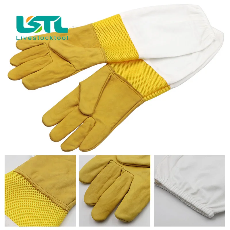 Beekeeper Protective Gloves Anti Bee Breathable Goatskin Yellow Gloves Beekeeping Protective Tools 1 Pair - Image 6