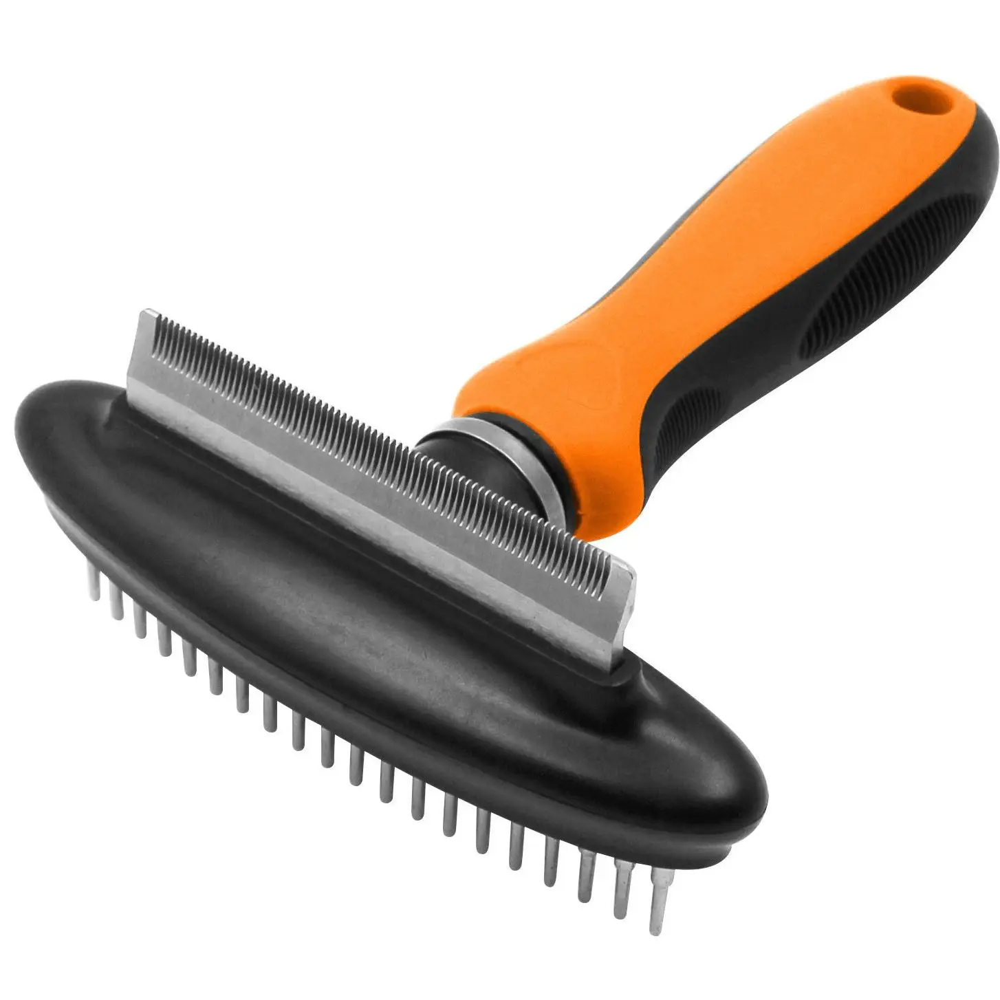 DB Modern Pet Life Flex Series 2-in-1 Dual-Sided Grooming Tool Silicone Plastic Undercoat Pet Rake Deshedder for Cats