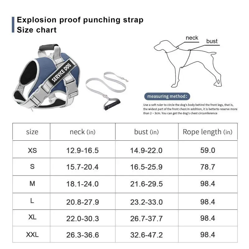 Service Dog Chest Harness No Pull Dog Hook Suitable Large Dog Vest Style Walking Rope Control Dog Strap Accessories Prevent Loss - Image 6
