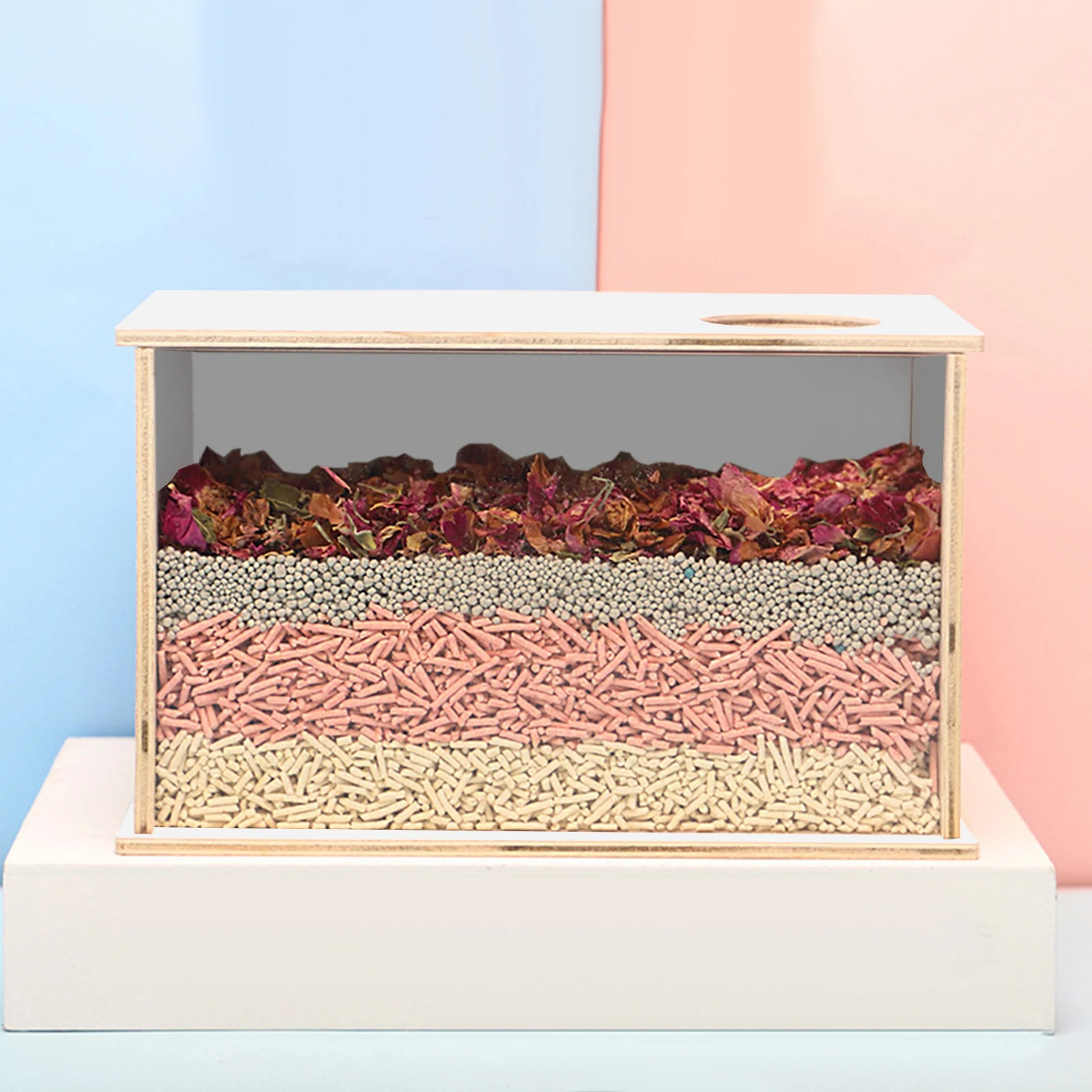 Wooden Hamster Cage Shelter Hutch Bed Hamster Digging Box Visible Wood Shower Room Sand Bath Box for Gerbils Chinchillas - Image 5
