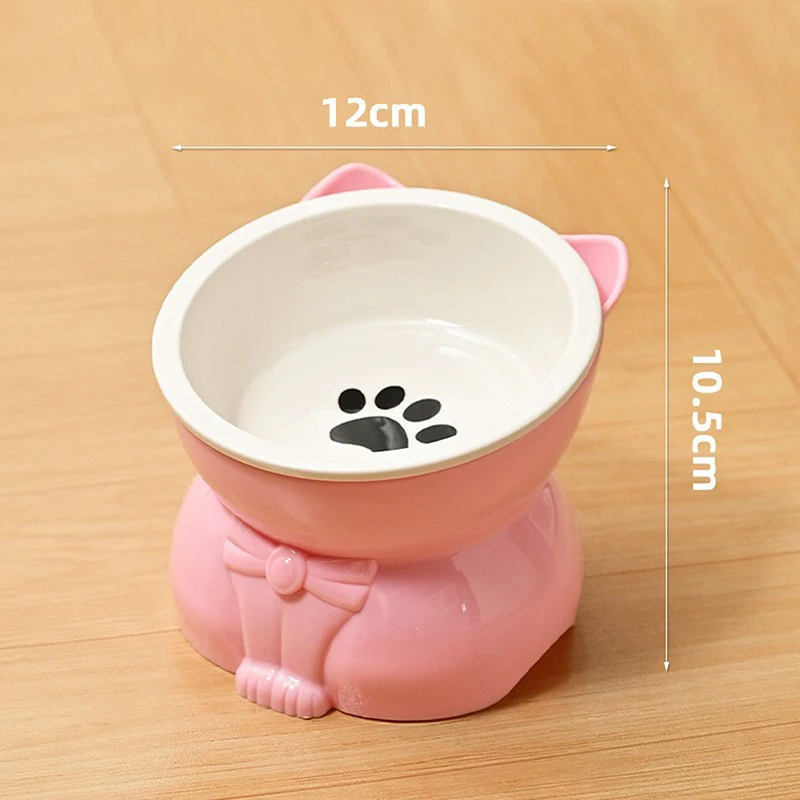 ♥Cat Dog Food Water Bowl-Raised Pet Feeder with Non-Slip Base & Paw Print Design,Neck Protection Bowl for Small Medium Pets - Image 11
