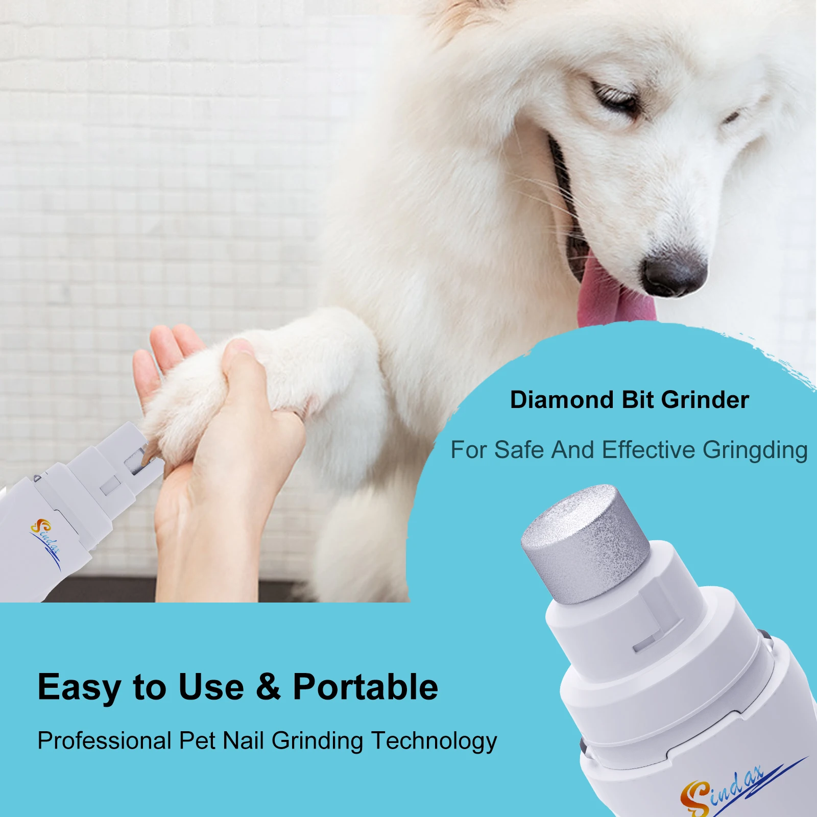 Dog Nail Grinder USB Rechargeable Electric Pet Paws Clipper & Trimmer Painless Paws Grooming Quiet 2-Speed Dog Nail File - Image 4