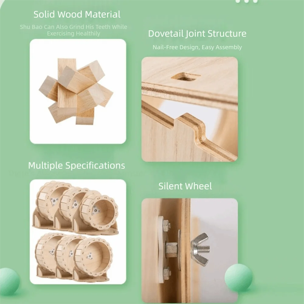 High Quality DIY Wooden Running Wheel Removable Silent Exercise Wheel Exercise for Hamster - Image 5