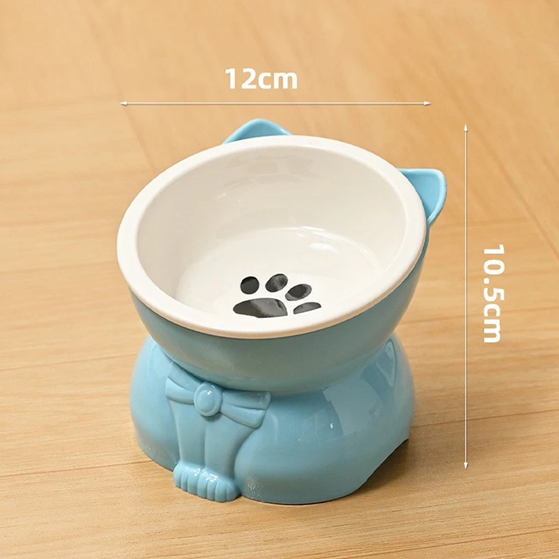 ♥Cat Dog Food Water Bowl-Raised Pet Feeder with Non-Slip Base & Paw Print Design,Neck Protection Bowl for Small Medium Pets - Image 8