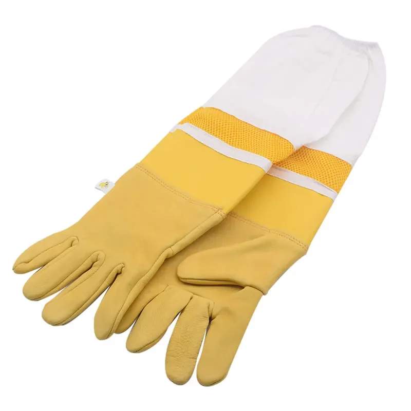 Beekeeping Gloves Sheepskin Protective Beekeeper Gloves Goatskin Beekeeping Bee Vented Long Sleeves Gloves - Image 7