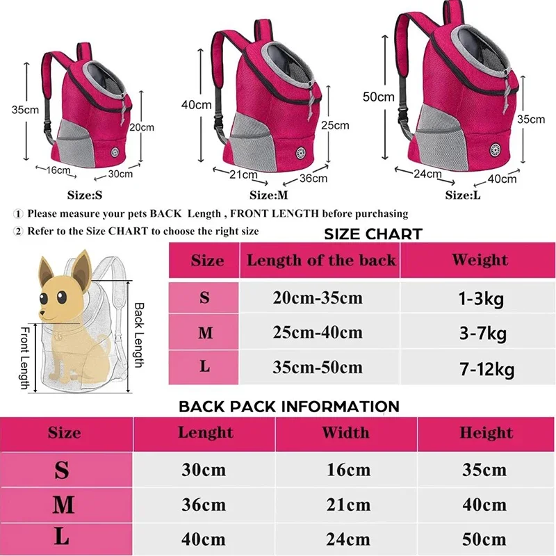 Pet Backpack for Small Medium Dogs Pet Dog Transport Backpack Travel Breathable Dog Carrier Puppy Carrier Pets Carrying Supplies - Image 6