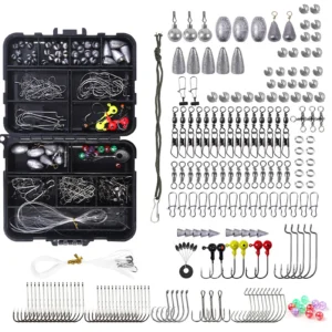 Fishing Accessories Kits Bass Trout Fishing Tackle Kit Jig Heads Hooks Fishing Swivels Fishing Weights Fishing Tackle Kit