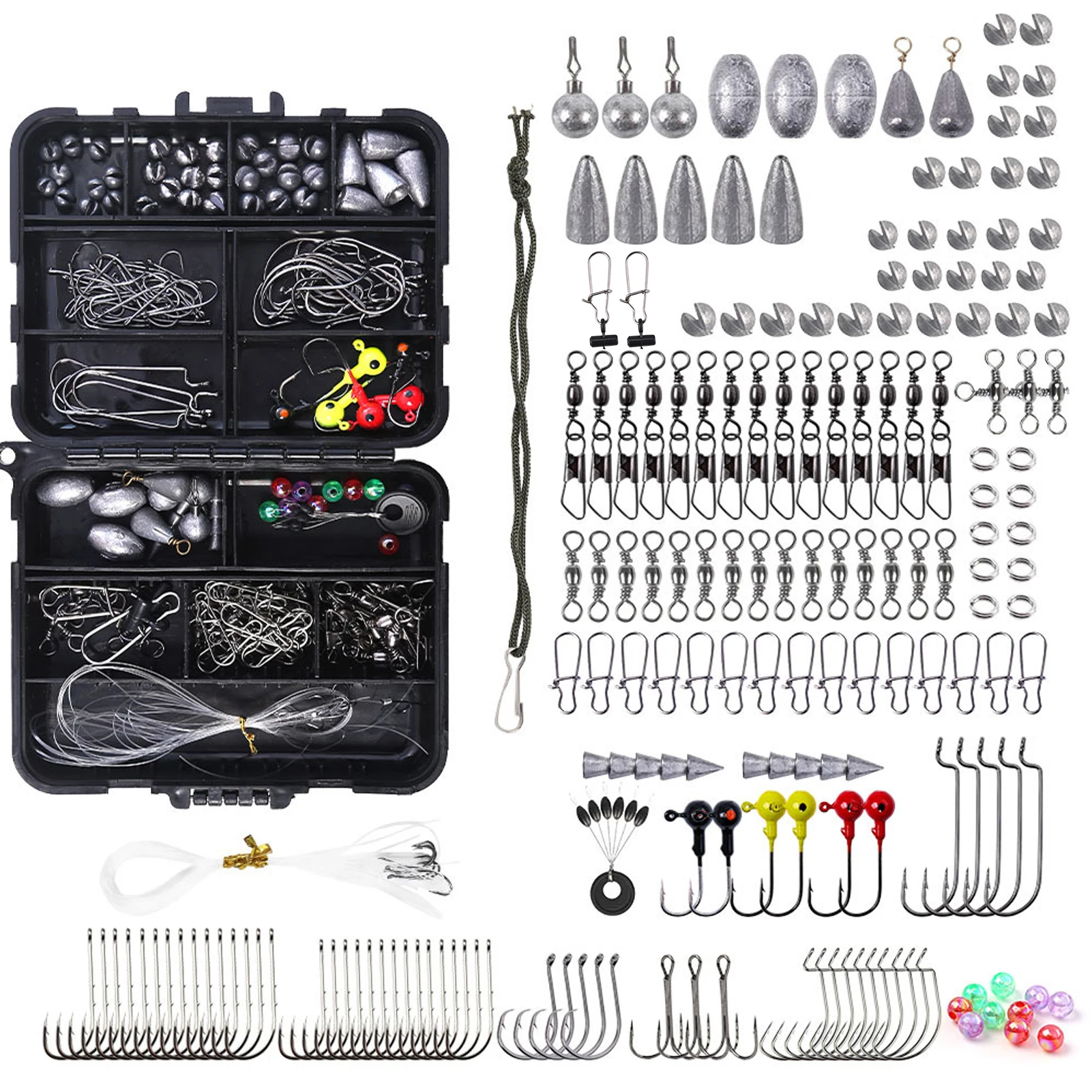 Fishing Accessories Kits Bass Trout Fishing Tackle Kit Jig Heads Hooks Fishing Swivels Fishing Weights Fishing Tackle Kit