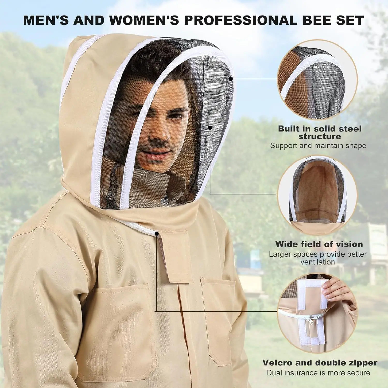 1 Set Professional Ventilated Full Body Beekeeping Bee Keeping Suit With Gloves Cotton Beekeeper Costume For Honey Harvesting - Image 2