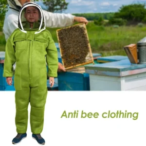 New Professional Ventilated Full Body Beekeeping Bee Keeping Suit with Leather Gloves Green Color Child Beekeeping Protective