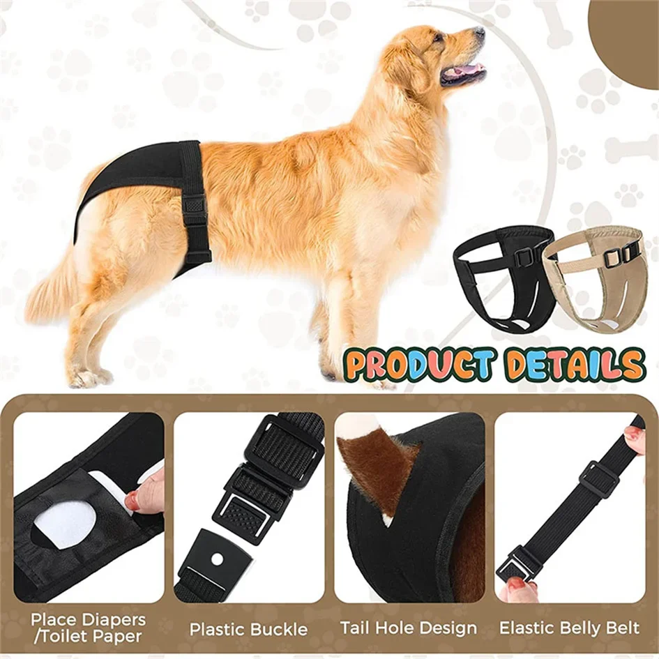 Female Dog Heat Panties for Small Medium Large Dogs, Adjustable Waist Pet Menstrual Sanitary Physiological Pants Reusable Diaper - Image 4