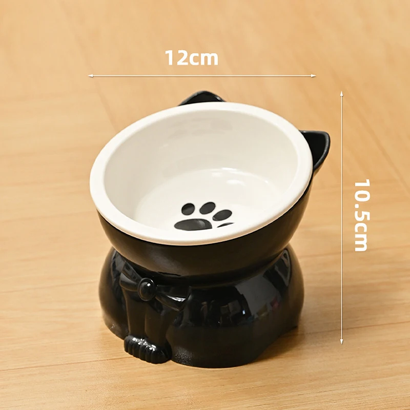 ♥Cat Dog Food Water Bowl-Raised Pet Feeder with Non-Slip Base & Paw Print Design,Neck Protection Bowl for Small Medium Pets - Image 10