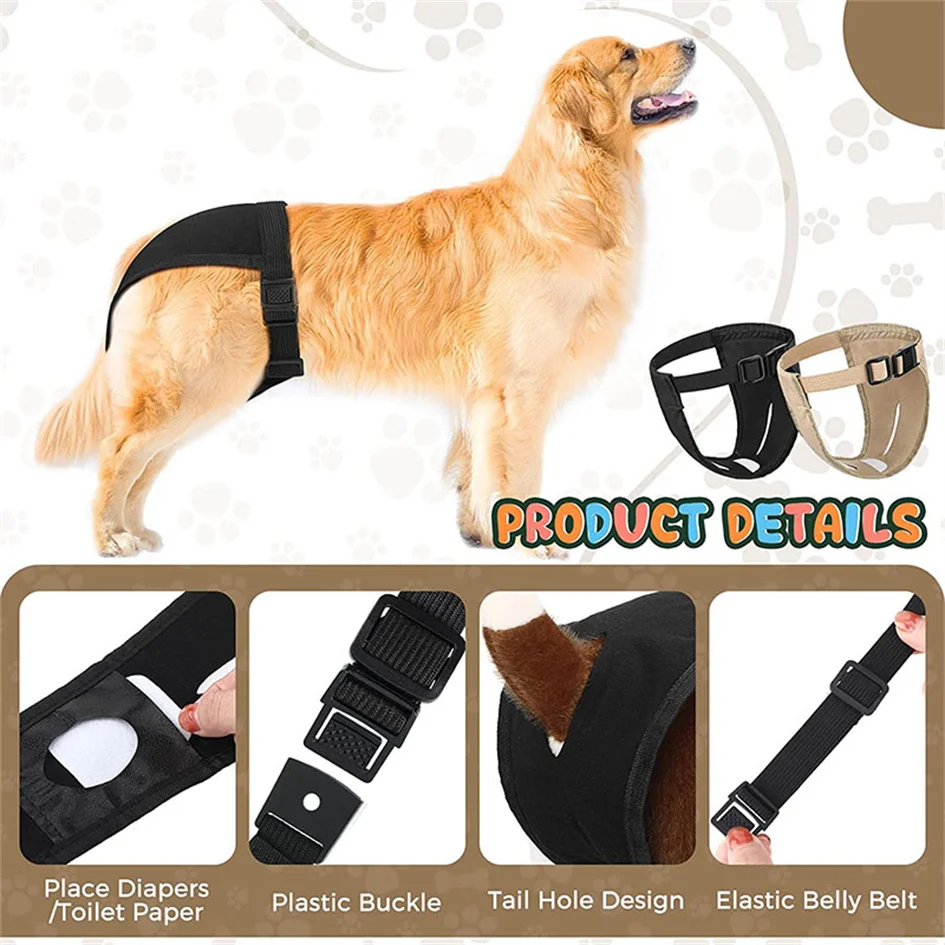 Female Dog Panties Adjustable Pet in Heat Menstrual Sanitary Physiological Pants Reusable Diapers for Small Medium Large Dogs - Image 3