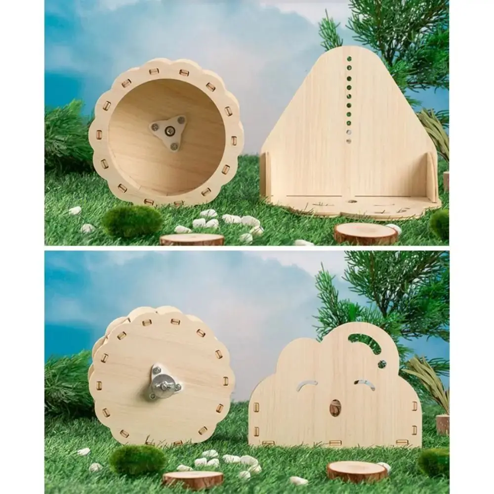 High Quality DIY Wooden Running Wheel Removable Silent Exercise Wheel Exercise for Hamster - Image 2