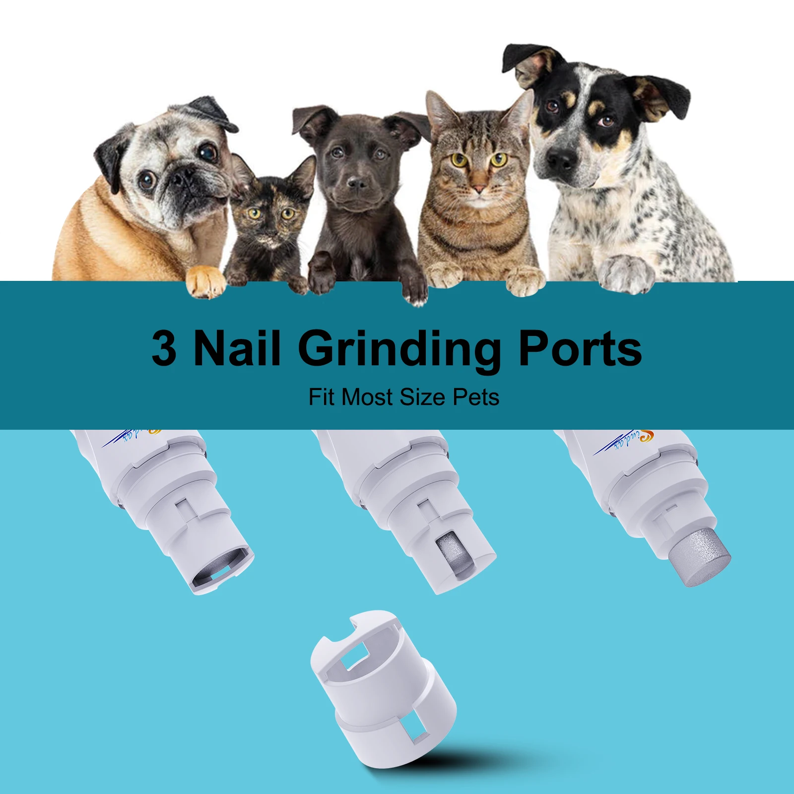 Dog Nail Grinder USB Rechargeable Electric Pet Paws Clipper & Trimmer Painless Paws Grooming Quiet 2-Speed Dog Nail File - Image 2