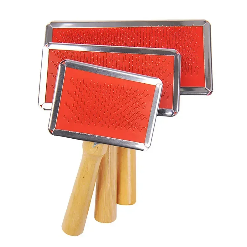 Wool Carding Comb Shedding Tool Pet Cleaning Spinning Needle Grooming Cats Supplies Dogs Hair Wooden Handle Slicker Brush Profes - Image 5