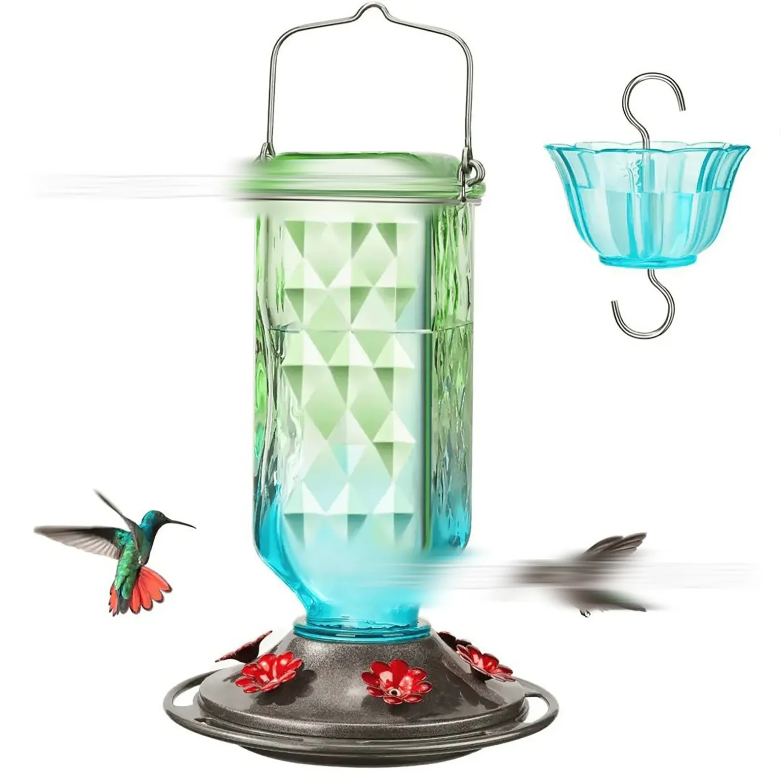 Glass Hanging Hummingbird Feeder Ant-Proof Bird Feeder Outdoor Garden Hanging Decorations Unique Gift For Parents - Image 8
