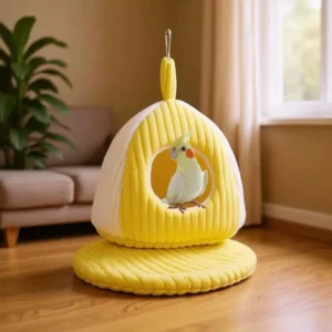 Large Warm Bird Nest House - Cozy Bird Bed for Cage with Mat, Hanging Hammock Shed Hideaway Hut for Macaw African Grey