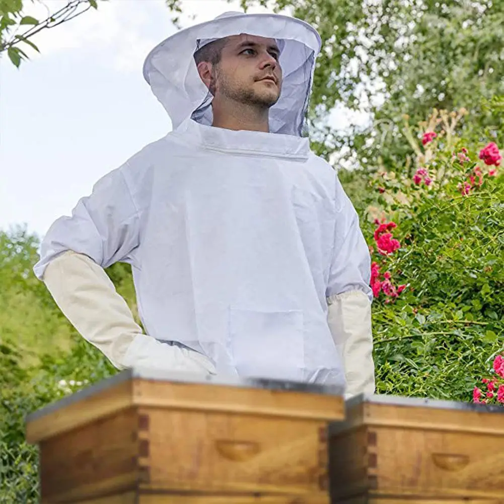 Protective Beekeeping Jacket Veil Smock Equipment Beekeeping Hat Sleeve Beekeeper Suit Apiculture Bee Dress - Image 5