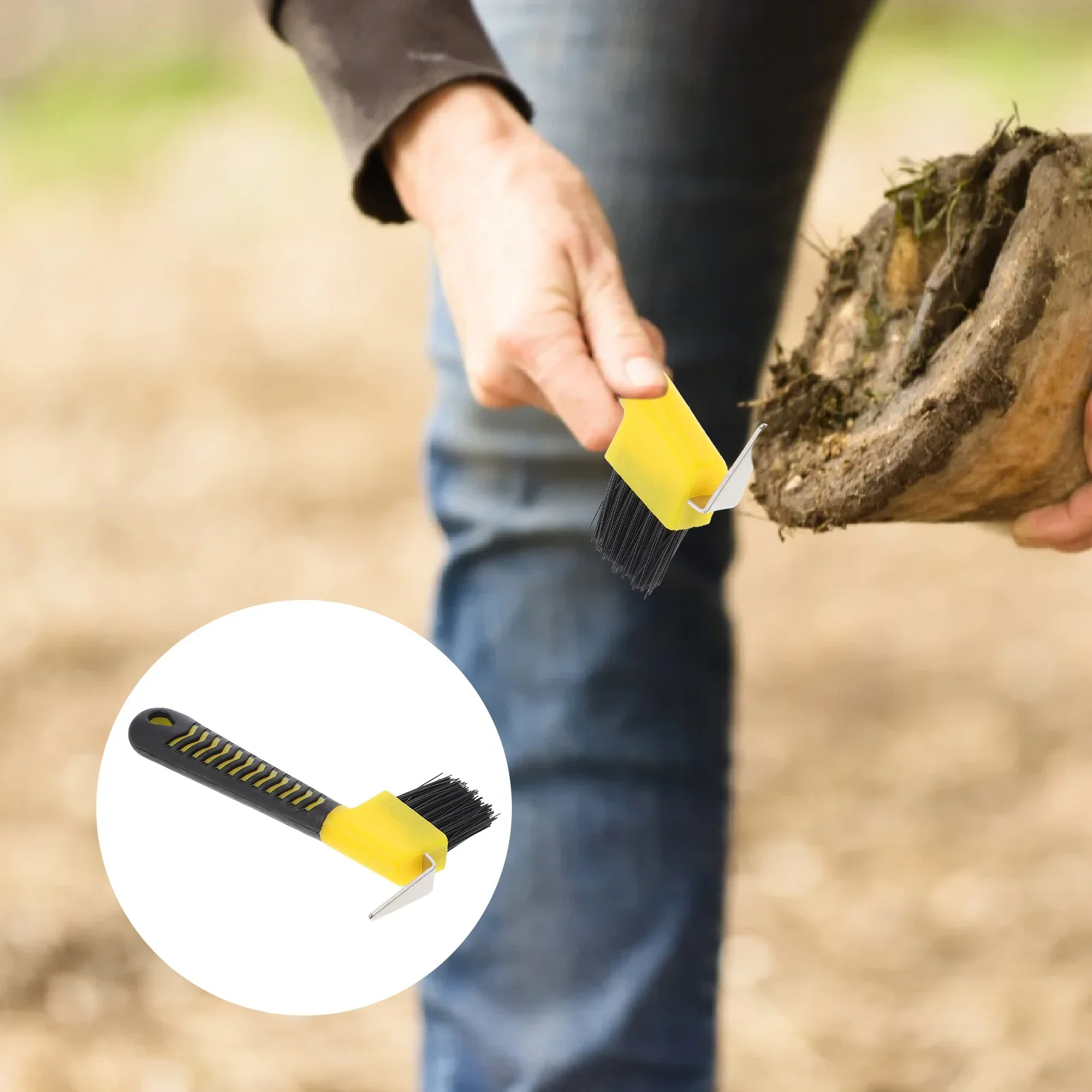 Stainless Steel Hoof With Brush Comfortable Grip Horse Hoof Durable Nylon Bristle Horse Grooming Tools Hoof Cleaning - Image 4