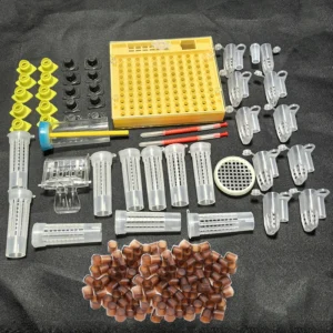 1set Bee Queen Rearing King New Plastic Brown/Green Color Cells Cages Room Cups Cell Cage Cup Bees Tools Beekeepers Kit