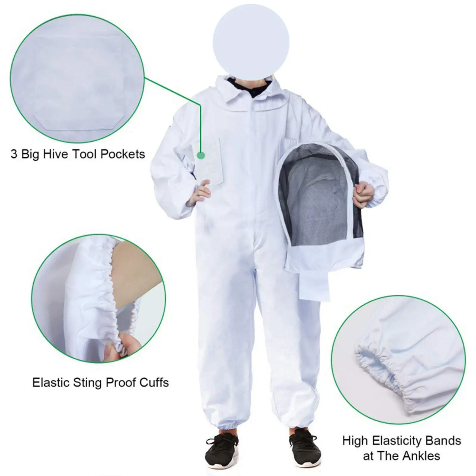 Ventilated Beekeeping Suit with Gloves Full Body Bee Suit Protective Clothing Outfit for Apiarist Farmhouse Backyard Beginners - Image 2