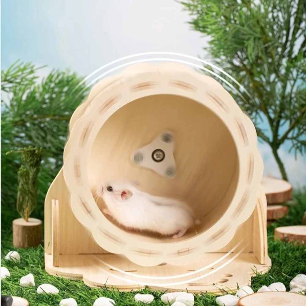 High Quality DIY Wooden Running Wheel Removable Silent Exercise Wheel Exercise for Hamster - Image 4