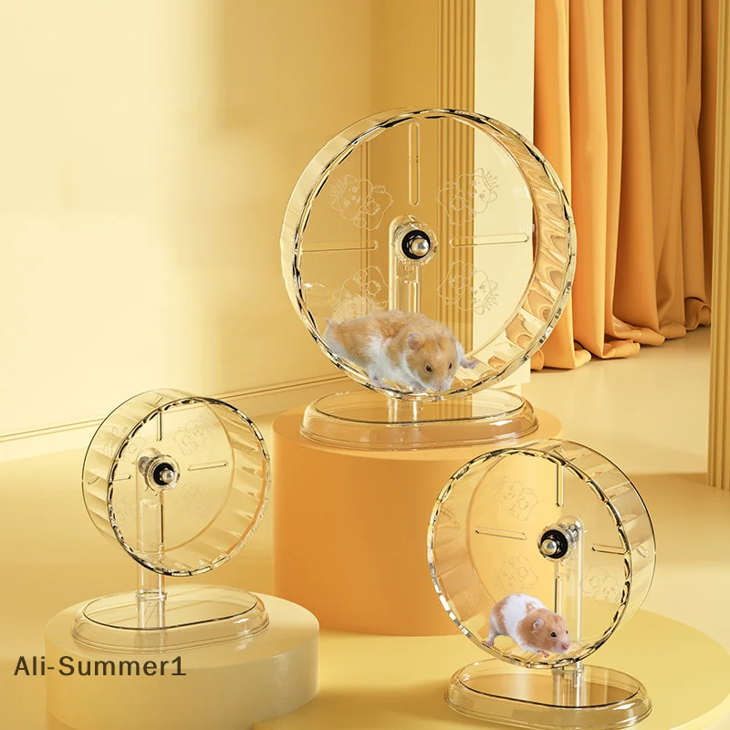 Hamster Cage Wheel Hamster Exercise Wheel Acrylic Transparent Prevent Slip Versatile Easy To Clean With Stand For Hamster Cage - Image 2