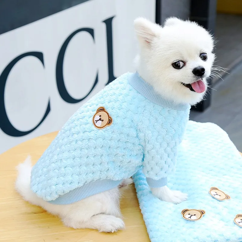 Winter Warm Dog Hoodies Pet Dog Clothes Soft Puppy Pullover Cute Bear Print Cat Sweatshirt Fashion Pet Hoodies Chihuahua Clothes - Image 3