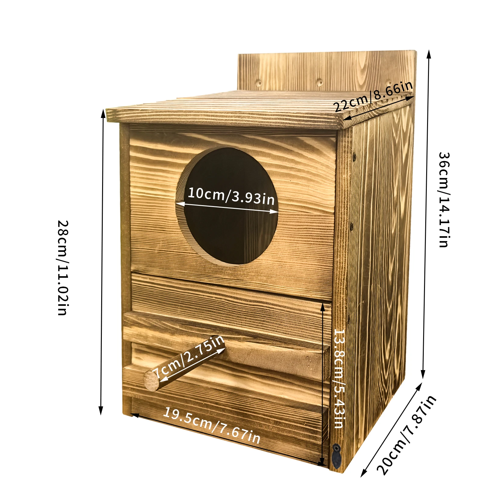 Bingopaw Owl House Prebuilt Box for Outside Screech Owls Kestrels Large Handmade Wooden Rectangular Opening Bird Box with Stand - Image 6