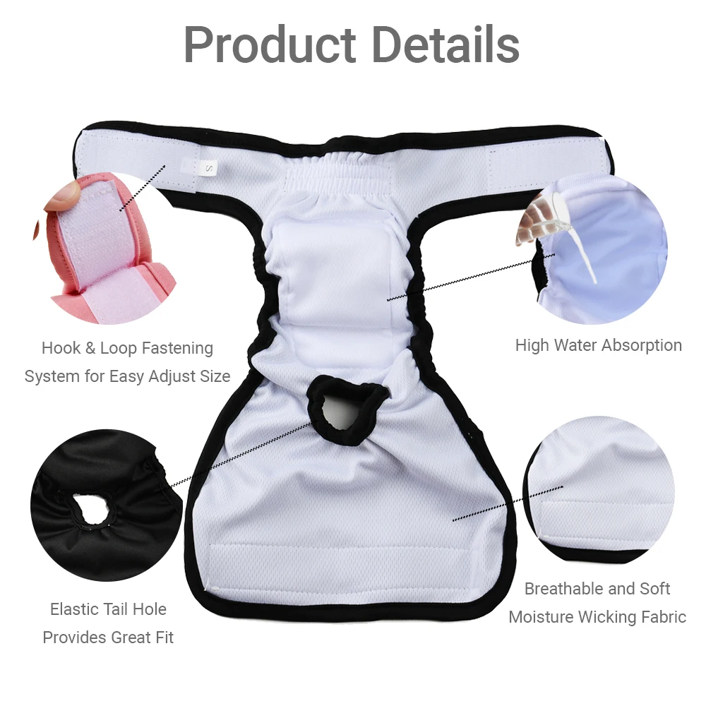Washable Pet Diapers for Female Male Dogs Breathable Reusable Puppy Sanitary Panties Underwear Chihuahua Menstruation Pant Short - Image 4