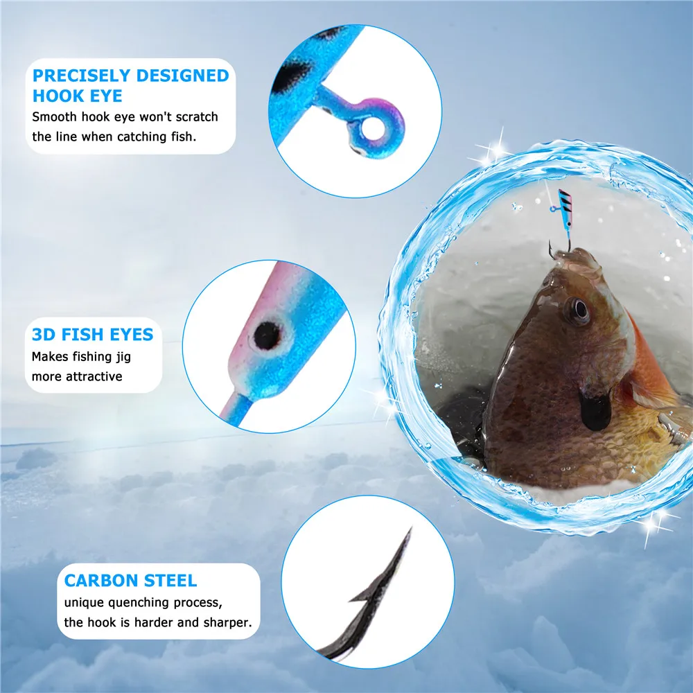 12Pcs Winter Ice Fishing Lure ice jigs for Crappie Bass Panfish 1.2g-2.6g Artificial bait Hard Jig Head Hooks Fishing Kit - Image 4