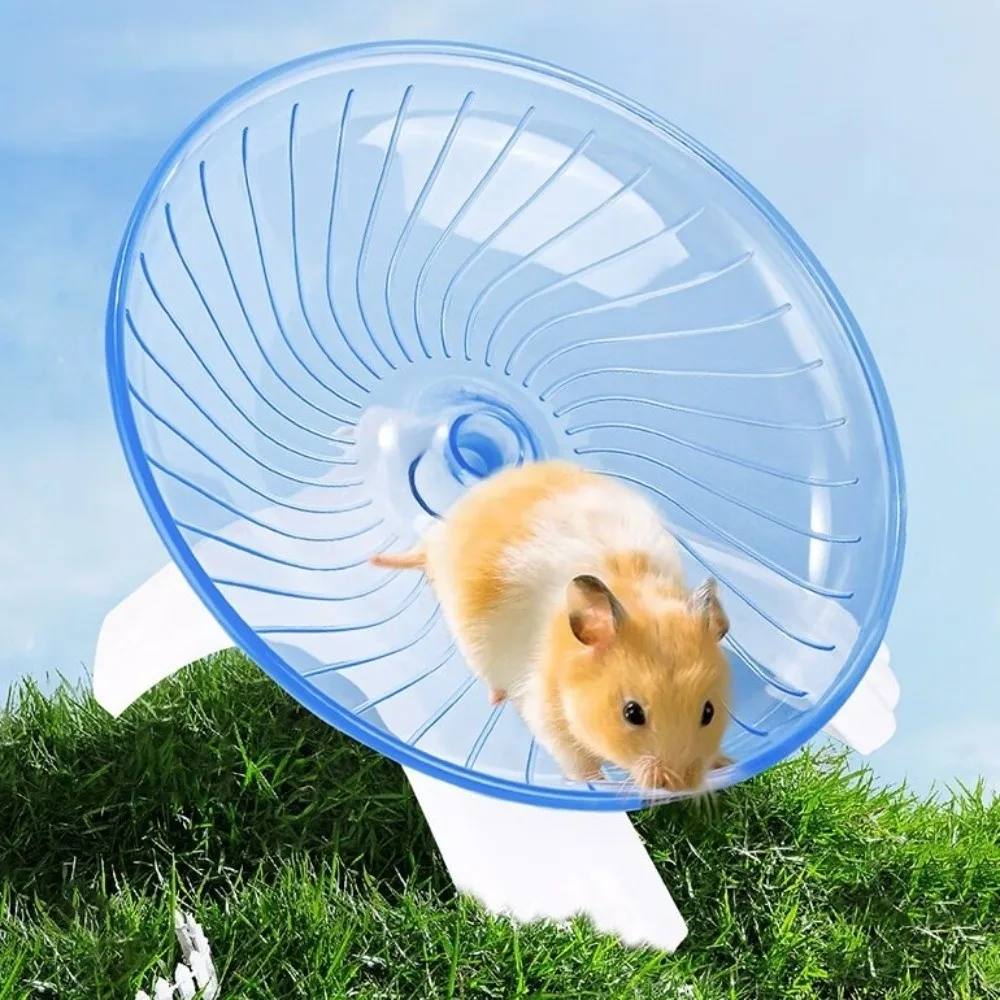 Transparent Hamster Flying Wheel Steel Axle Quiet Operation Exercise Squirrel Wheel Plastic Stable Base Running Disc - Image 3