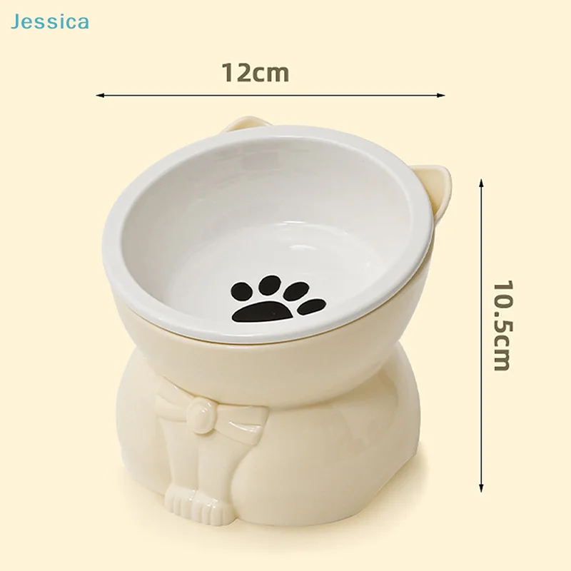 ♥Cat Dog Food Water Bowl-Raised Pet Feeder with Non-Slip Base & Paw Print Design,Neck Protection Bowl for Small Medium Pets - Image 6