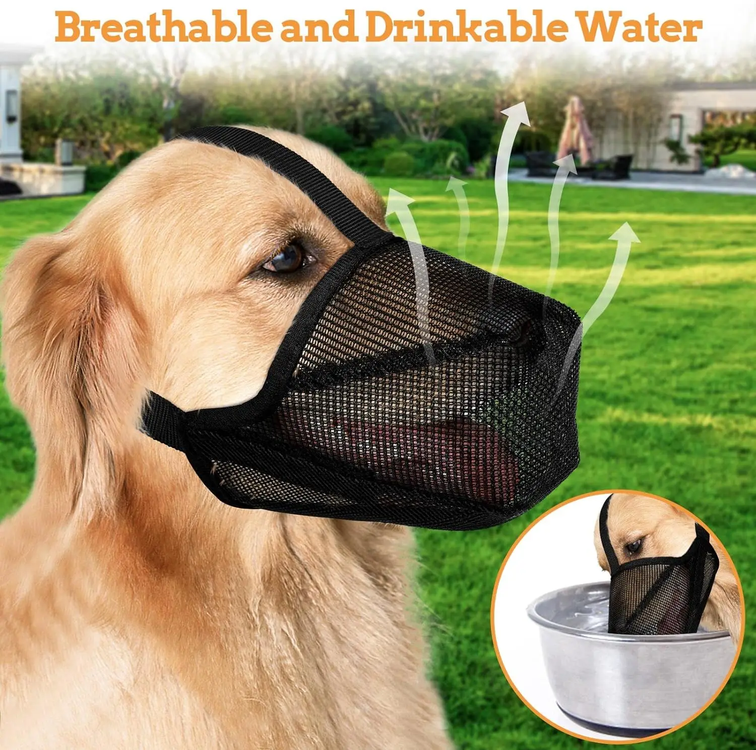 Dog Muzzle, Soft Mesh Covered Muzzles Poisoned Bait Protection With Adjustable Straps, Prevent Biting Chewing And Licking - Image 7