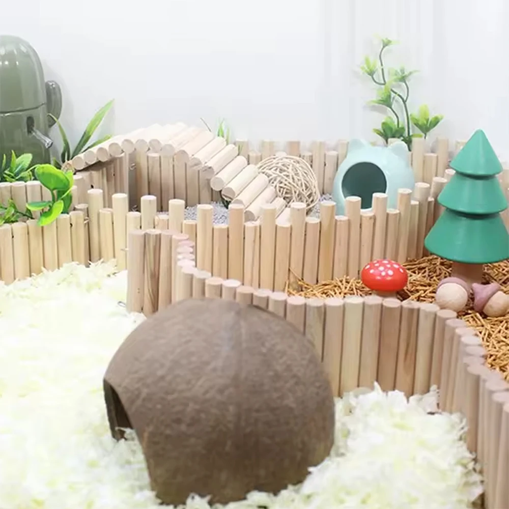 Hamster Habitat Accessories Multiple Size Wooden Bridge Cage Hamster Bendable Fence for Small Animals Climbing - Image 2