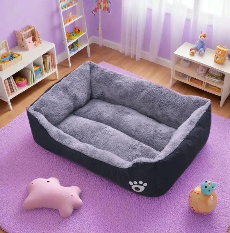 Black Dog Bed Plush Sleeping Bed for Large, Medium and Small Dogs, Non-Slip and Bite-Resistant Pet Sleeping Mat - Image 4