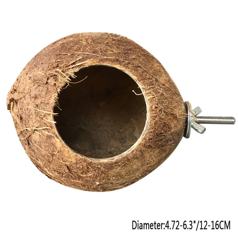 Natural Coco Hideaway Parrot Birds Reptile Coconut Shell Bird Nest Cage Hanging Toy for Budgies Parakeet Cockatiels Hamste House - Image 5