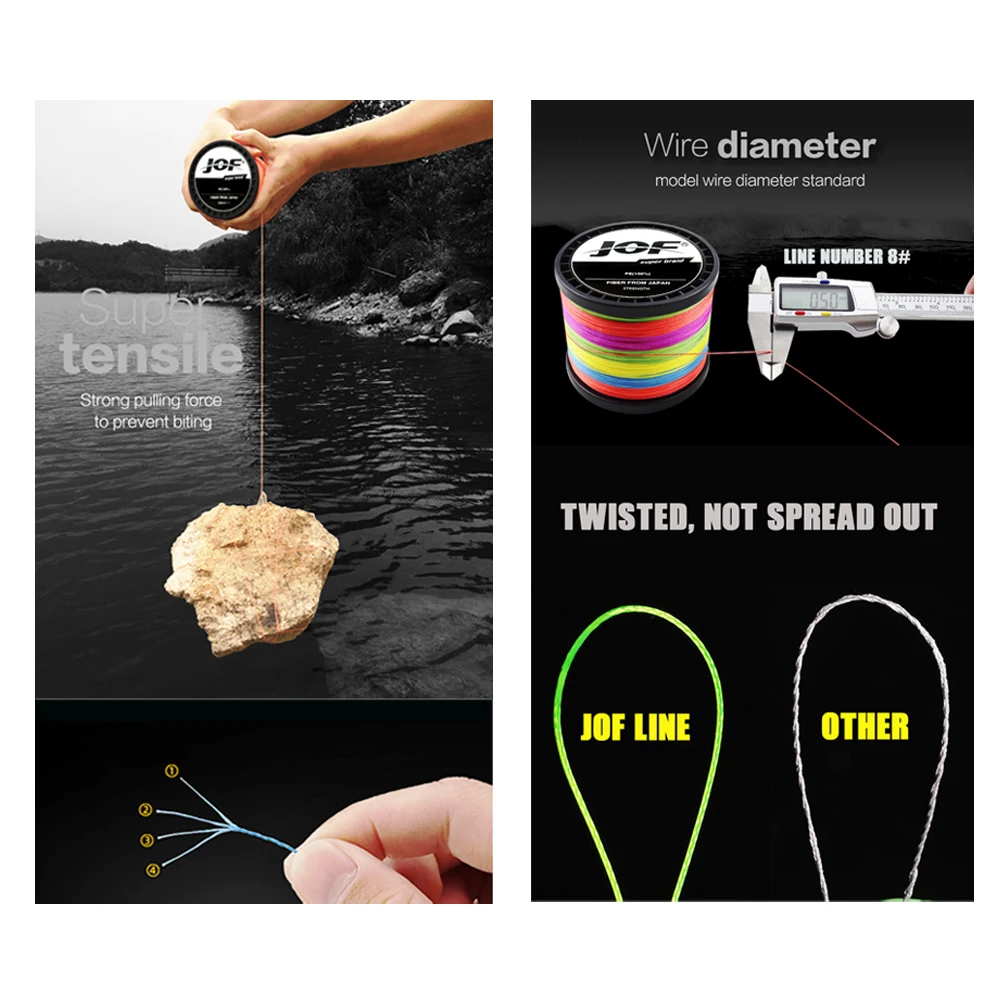 JOF PE Braided X4 Fishing Line, Abrasion Resist Durable Thin Fishing Line For Outdoor Fishing Accessories 300M 500M 1000M - Image 5