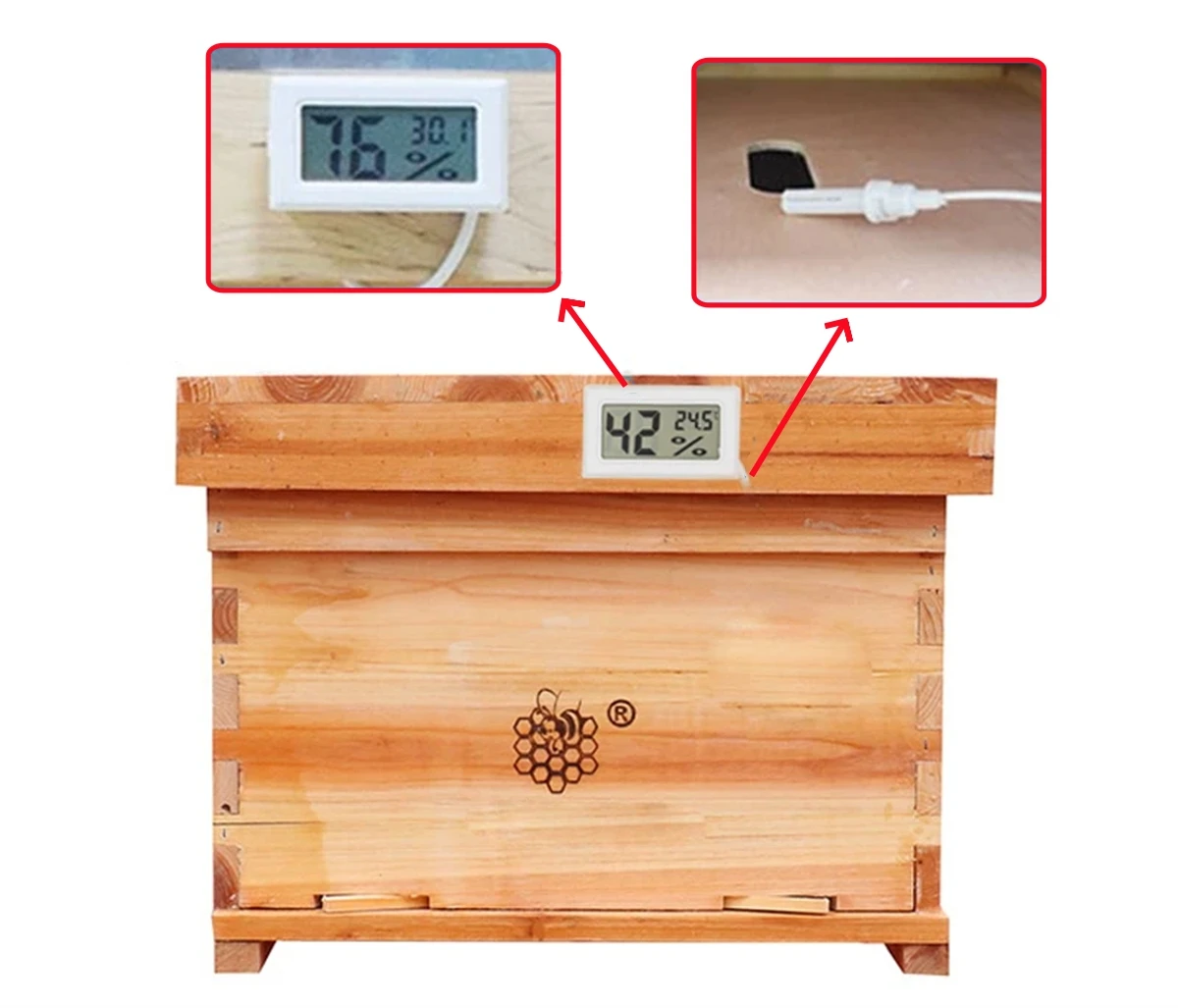 1 set Beekeeping Beehive LCD Digital Display Hygrothermograph Electronic Embedded Temperature & Humidity Meter Gauge Instruments - Image 5