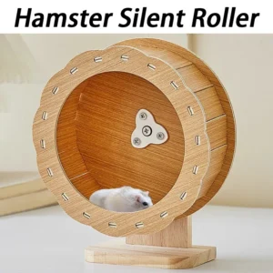 21CM Solid Wood Hamsters Wheel Silent Exercise Running Hamsters Wheel with Bracket Roller Train Small Animals Toys Pet Products